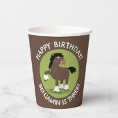 キュートClydesdale馬のパーソナライズされた誕生日 紙コップ (裏面)