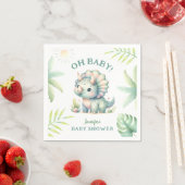 キュートDinoジャングルTriceratops恐竜の赤ちゃんシャワー スタンダードカクテルナプキン (インサイチュ)