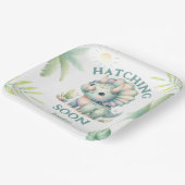 キュートDinoトリケラトプス恐竜の緑のベビーシャワー ペーパープレート (傾斜あり)