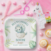 キュートDino Triceratops恐竜の男の子の赤ちゃんシャワー ペーパープレート (パーティー)