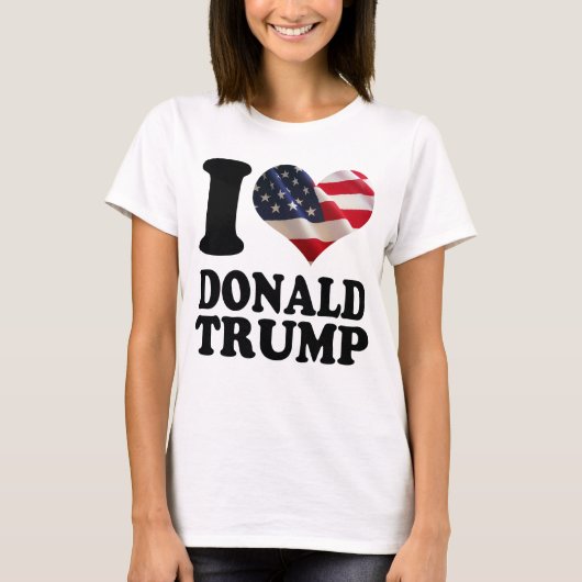 キュートIハートアメリカ国旗ドナルド・トランプ Tシャツ (正面)