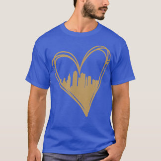 キュートI Loveカンザスシティミズーリの街並みハート Tシャツ