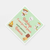 キュートSモーレスキャンプアウトバースデーパーティー スタンダードランチョンナプキン (角)