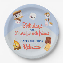 キュートSモーレスキャンプアウトバースデーパーティー ペーパープレート