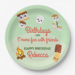 キュートSモーレスキャンプアウトバースデーパーティー ペーパープレート