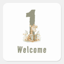 キュートSage Green Giraffe 1st Birthday Welcome