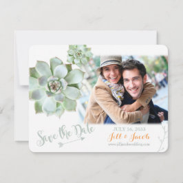 キュートSage Succulents結婚の写真Save the Date セーブザデート