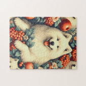 キュートSamoyedフローラ絵画ズ ジグソーパズル (横)