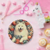 キュートSamoyedフローラ絵画ズ ペーパープレート (パーティー)
