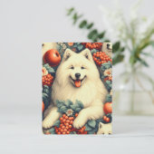 キュートSamoyedフローラ絵画ズ ポストカード (スタンド正面)