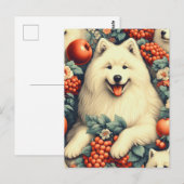 キュートSamoyedフローラ絵画ズ ポストカード (正面/裏面)
