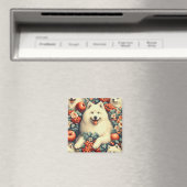 キュートSamoyedフローラ絵画ズ マグネット (インサイチュ (食洗機))