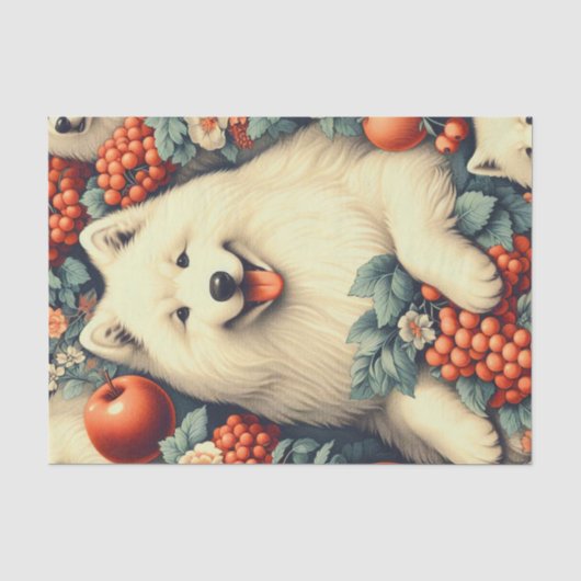 キュートSamoyedフローラ絵画ズ 薄葉紙 (正面)