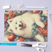 キュートSamoyedフローラ絵画ズ 薄葉紙 (クラフト)