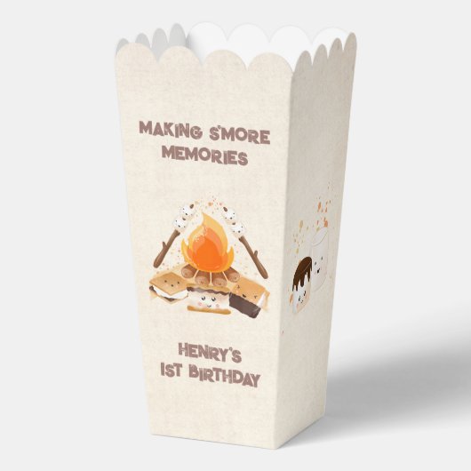キュートS'moreキャンプファイア1stバースデーキャンピングポップコーン フェイバーボックス (正面)