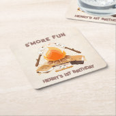 キュートS'moreキャンプファイア1st誕生日紙コースター スクエアペーパーコースター (アングル)