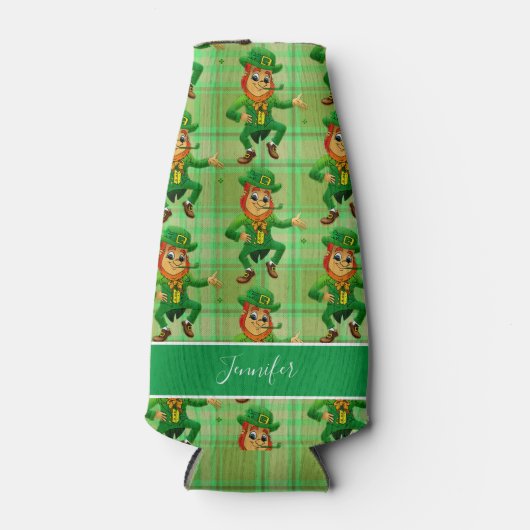 キュートSt patricks dayグリーンレプレパーソナライズされたーアン ボトルクーラー (正面)