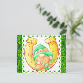 キュートSt patricks dayラッキー格言グリーンシャムロック ポストカード (スタンド正面)