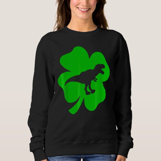 キュートTレックスシャムロックディーノSaint patricks dayディノサ スウェットシャツ (正面)