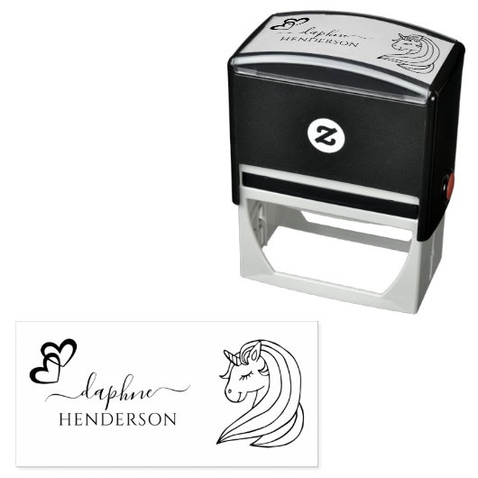 キュートUnicorn名前をカスタムするエレガントスクリプトシグネチャー セルフインキングスタンプ (インサイチュ)