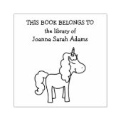 キュートUnicorn本はライブラリ名蔵書票 ラバースタンプ (インプリント)