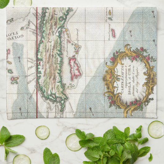 キューバおよびジャマイカ(1763年)のヴィンテージの地図 キッチンタオル (折り畳み)