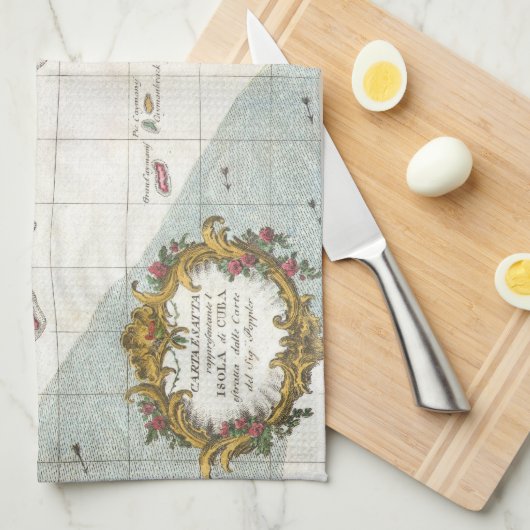 キューバおよびジャマイカ(1763年)のヴィンテージの地図 キッチンタオル (四つ折り)