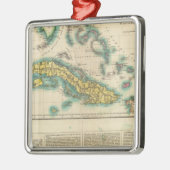 キューバおよびBahama島の地図 メタルオーナメント (左)