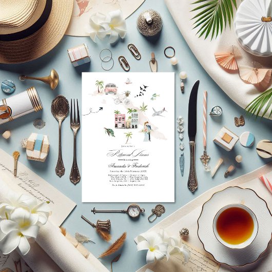 キューバでの目的地ウェディングリハーサルディナー 招待状