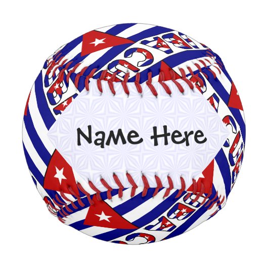 キューバとキューバの国旗あなたの名前とタイル 野球ボール (正面)