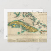 キューバとバハマ諸島の地図 ポストカード (正面/裏面)