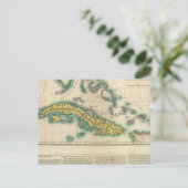 キューバとバハマ諸島の地図 ポストカード (スタンド正面)