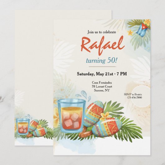 キューバのお祭り 招待状 (正面/裏面)