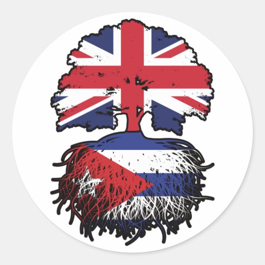 キューバのイギリスの木のルーツ国旗 ラウンドシール (正面)