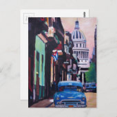 キューバのオールドタイマー通りシーン ポストカード (正面/裏面)