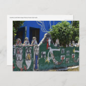 キューバのタイル張りのフェンス人魚アート ポストカード (正面/裏面)