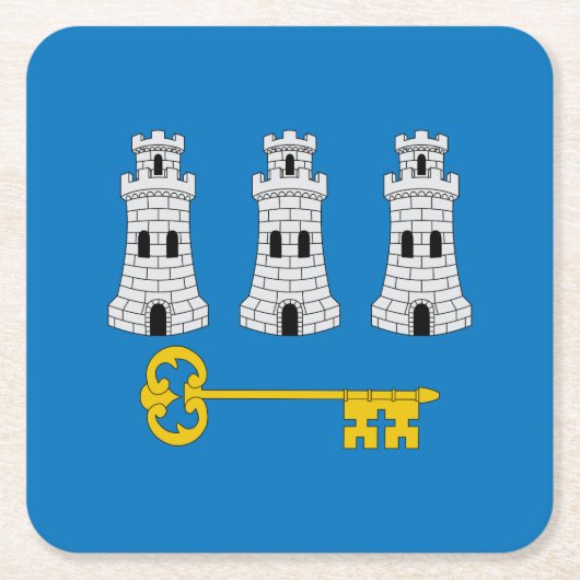 キューバのハバナ国旗 スクエアペーパーコースター (正面)