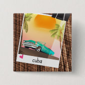 キューバのビンテージ車の写真旅行ポスター。 缶バッジ (正面)