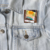 キューバのビンテージ車の写真旅行ポスター。 缶バッジ (インサイチュ)