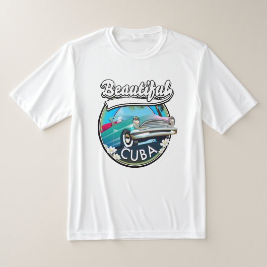 キューバのレトロなロゴ Tシャツ (レイダウン)