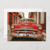 キューバの古いハバナの通りで車の「レース」 ポストカード (正面/裏面)