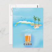 キューバの図解入りの、写真付きの地図の旅行ポスター ポストカード (正面/裏面)