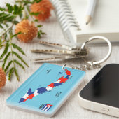 キューバの国の政治地図の旗 キーホルダー (正面右)