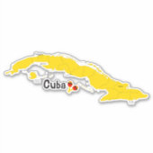 キューバの地図とマラカス シール (正面)
