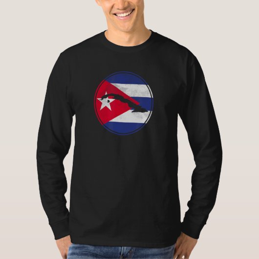 キューバの地図ヴィンテージキューバ国旗 Tシャツ (正面)