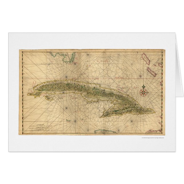 キューバの地図1639年の昔の島 (正面横)