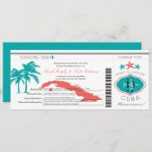キューバの搭乗券の結婚式 招待状 (正面/裏面)