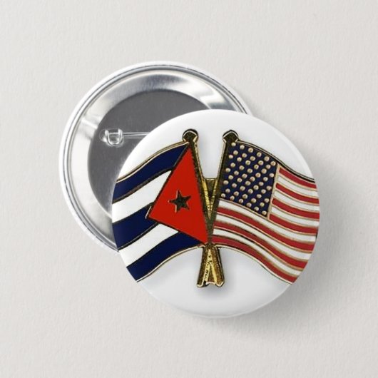 キューバの旗および米国旗 缶バッジ (正面&裏面)