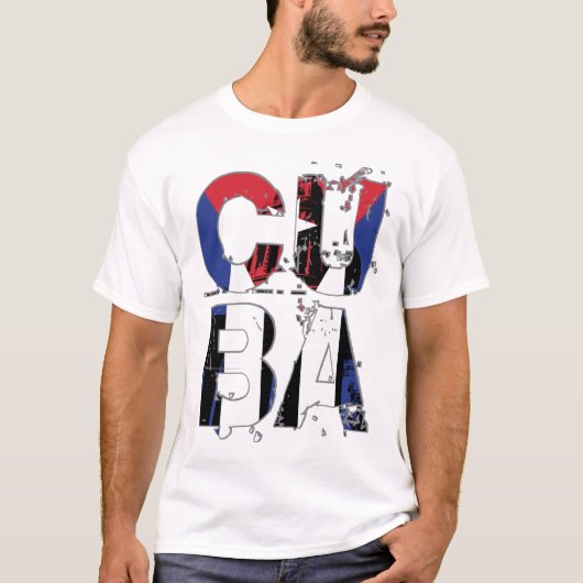 キューバの旗をモダンにアレンジしたホワイトTシャツ Tシャツ (正面)