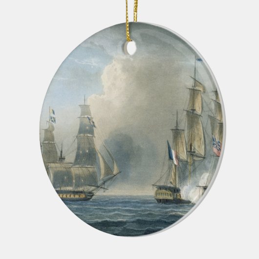 キューバの沖のHMS ArethusaによるPomoneの捕獲 セラミックオーナメント (左)